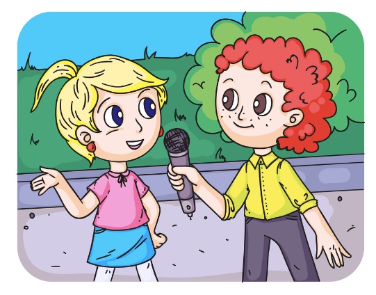 illustration of a kid interviewing