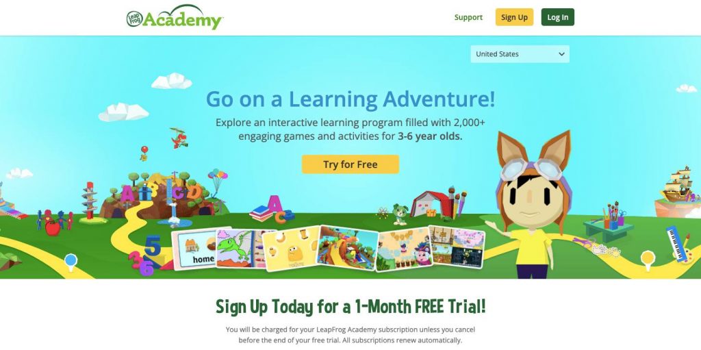 Webpage of LeapFrog Academy