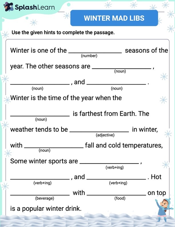 Mad libs worksheet