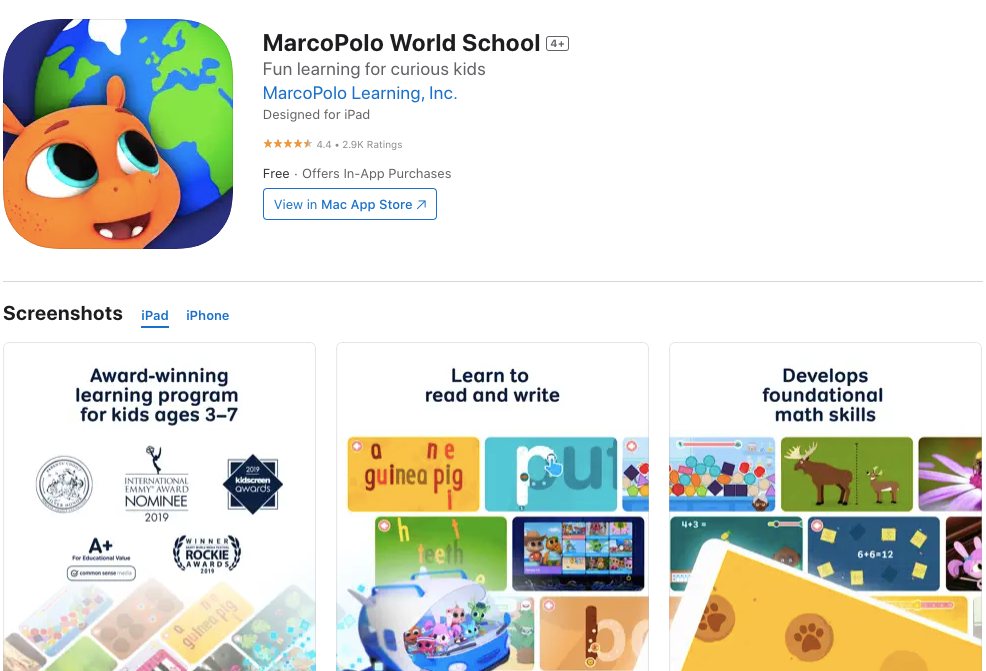 App store page of MarcoPolo Learning