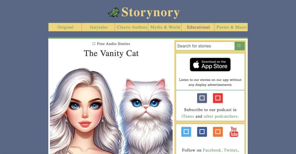Webpage of Storynory