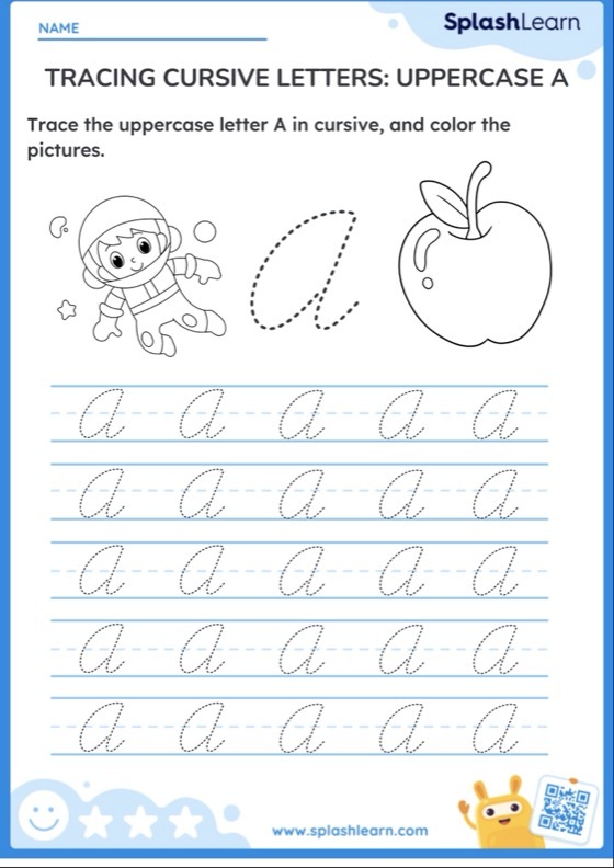 letter a tracing worksheets