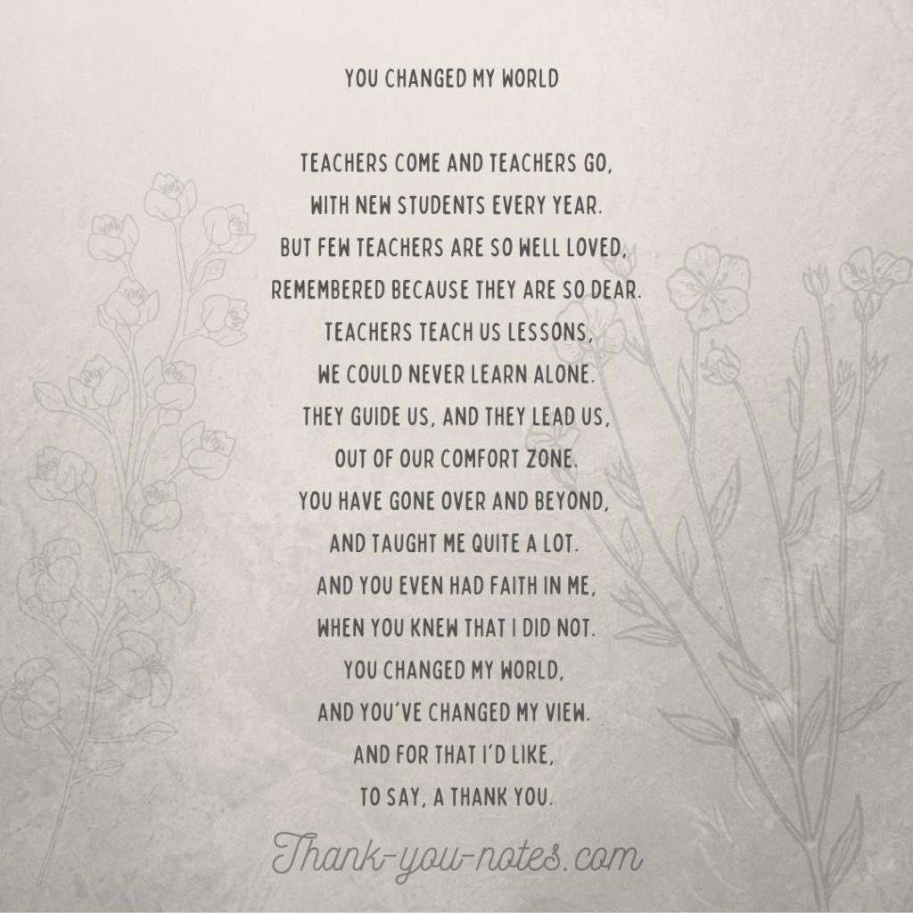 Poem for teacher