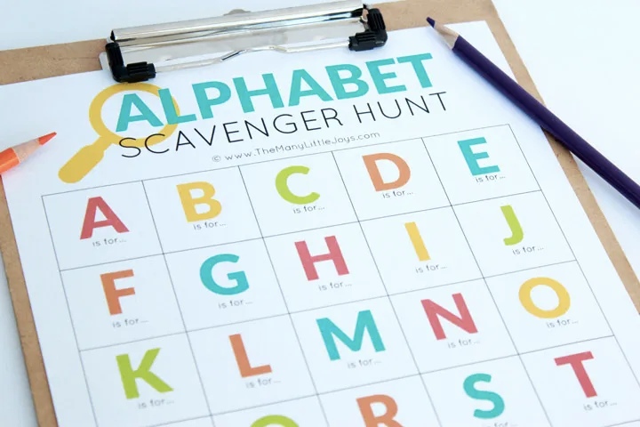 Alphabet scavenger hunt chart