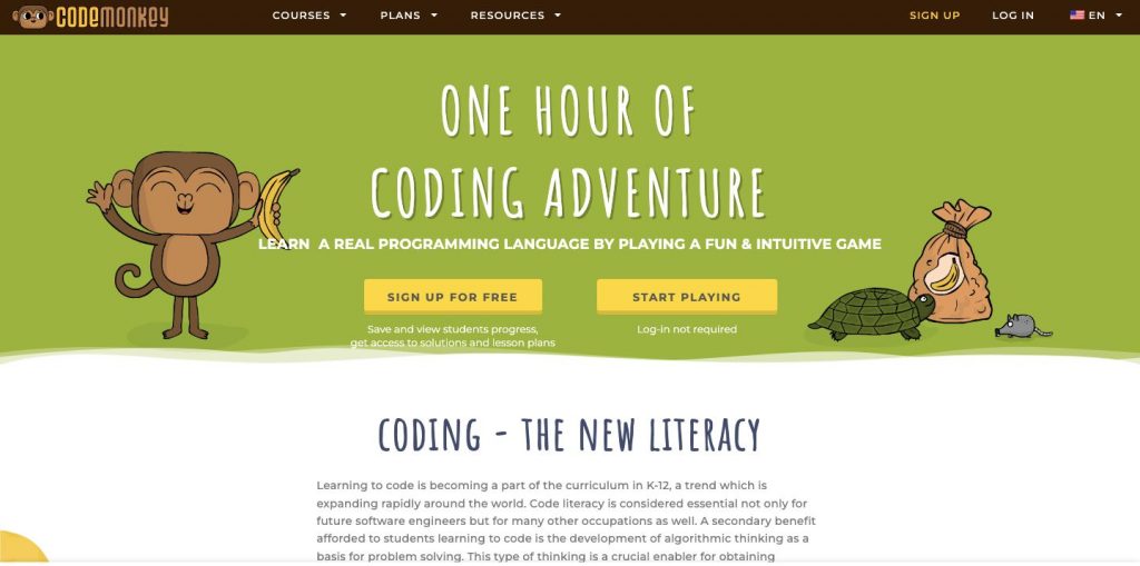 Homepage of Coding Adventure