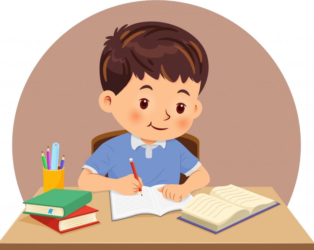 Kid studying on a study table