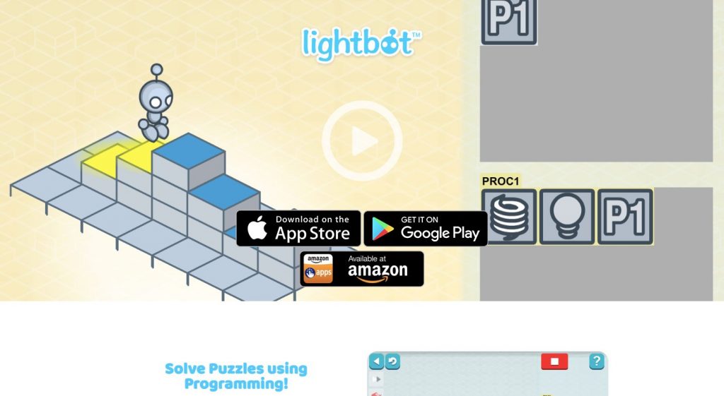 Homepage of Lightbot