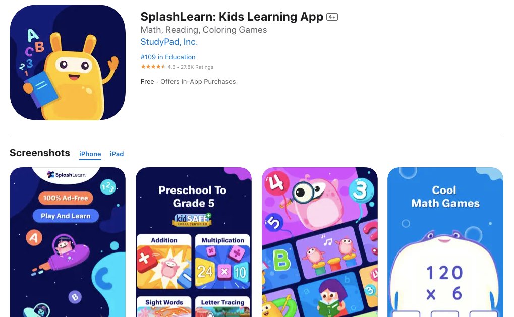 App store page of SplashLearn