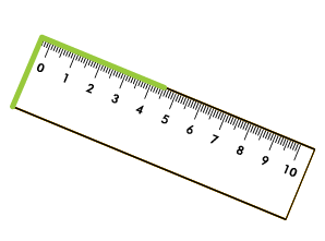 Perpendicular lines on corner of the ruler