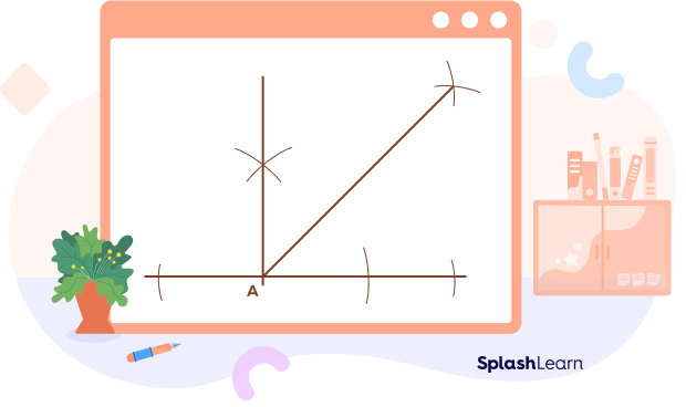 Bisect the 90-degree angle in half to create a 45-degree angle. Bisect the 90-degree angle in half to create a 45-degree angle.