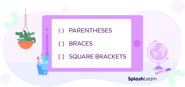 Different Kinds of Brackets : Parentheses , Braces and Square Brackets.