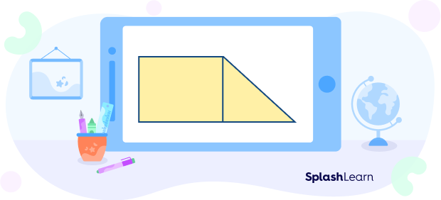 A composite shape made up a square and a triangle