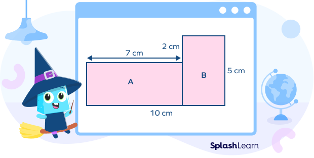 Finding the area of a composite shape made up of two rectangles