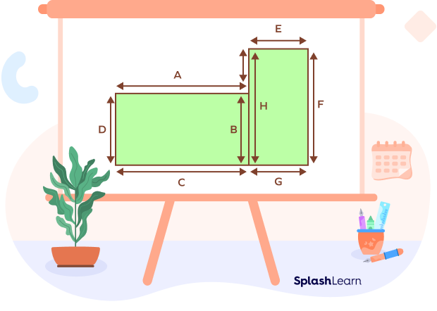 Area of a composite shape made up of two rectangles