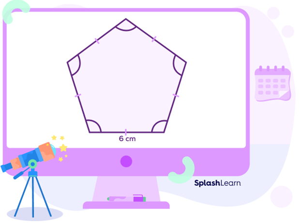 Regular pentagon of side 6 cm