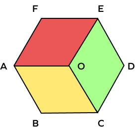 Hexagon decomposed into three rhombuses