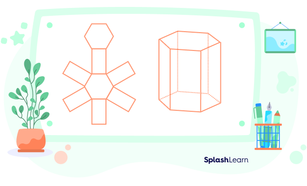 Net of a hexagonal prism