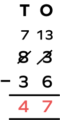 minuend-solved Solution of 83 minus 36