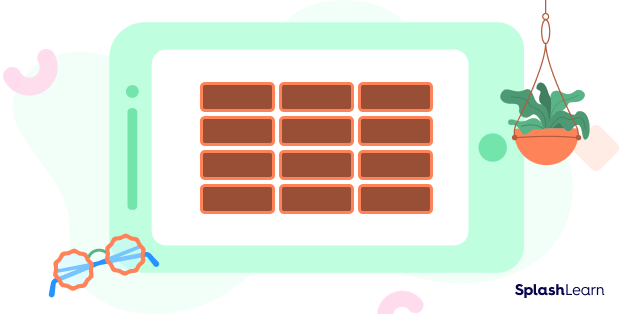 Four rows of 3 bricks each Four rows of 3 bricks each