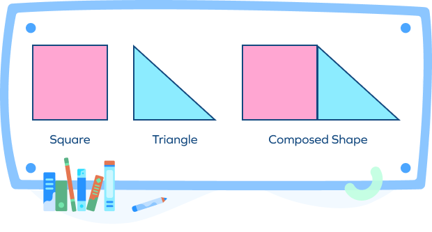 Shape composed by square and triangle Shape composed by square and triangle