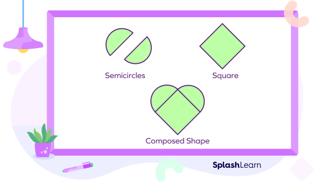 Composing Heart from Square and Semi circles. Composing Heart from Square and Semi circles.