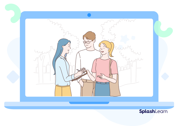 Illustration of a woman conducting a survey Illustration of a woman conducting a survey