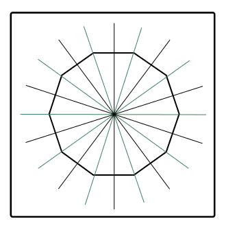 Lines of symmetry of a regular decagon