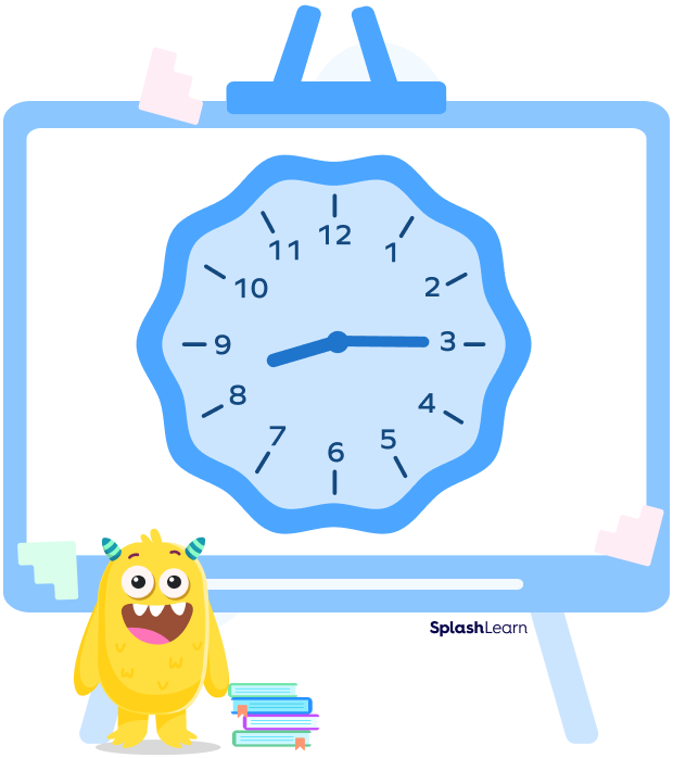 Quarter past eight on an analog clock Quarter past eight on an analog clock
