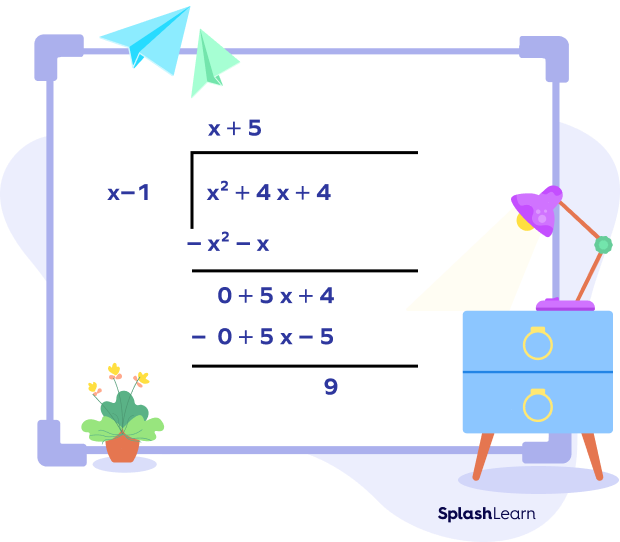 Finding remainder of polynomial division using long division method