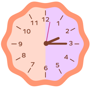 Quarter past two on a clock