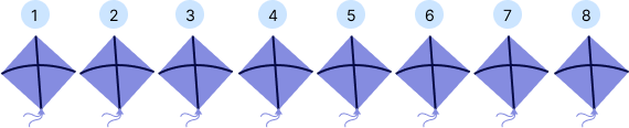 A row of 8 kites