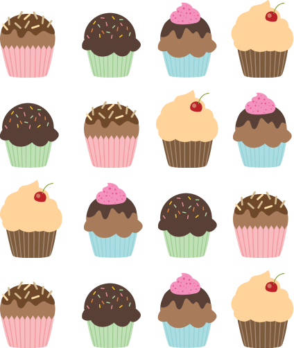 Cupcakes arranged in four rows