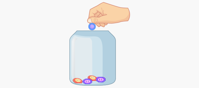 Putting buttons in jar