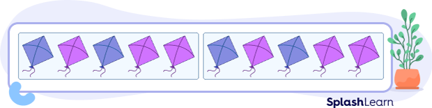 Ten kites equally shared in two groups