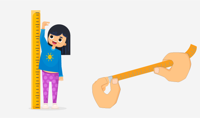 Girl measuring her height Girl measuring her height