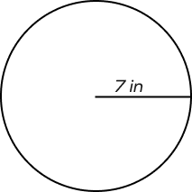 A circle with radius 7 in A circle with radius 7 in