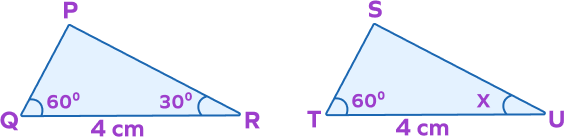 Measures of corresponding angles and a side Measures of corresponding angles and a side