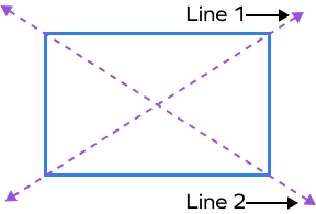 diagonals of a rectangle named as line 1 and line 2