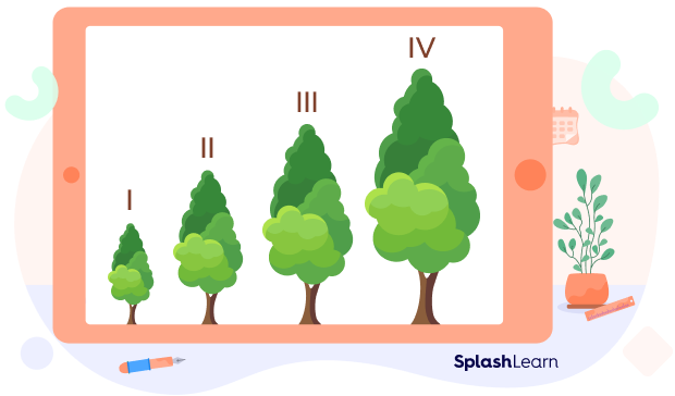 Four trees with unequal heights Four trees with unequal heights
