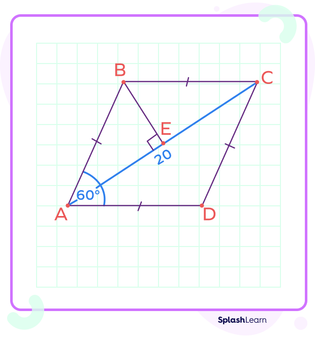 Rhombus ABCD with one diagonal and one angle