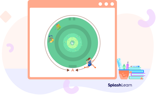 Girl running on a circular path around a park Girl running on a circular path around a park
