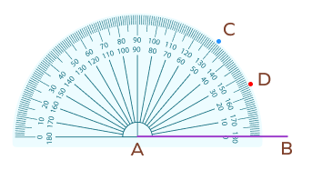 A 50 degree angle drawn using protractor