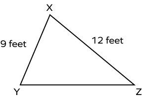 triangle XYZ with sides 9 ft, 12 ft and a missing length triangle XYZ with sides 9 ft, 12 ft and a missing length