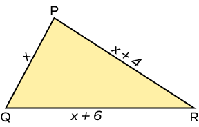 A triangle with sides x, x+4, x+6 A triangle with sides x, x+4, x+6
