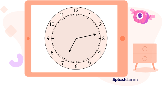 Analog clock reading 07:13 Analog clock reading 07:13