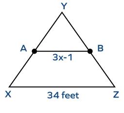 Midsegment of triangle XYZ with length (3x-1)
