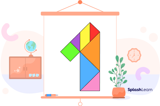 Tangram of the number 1 Tangram of the number 1