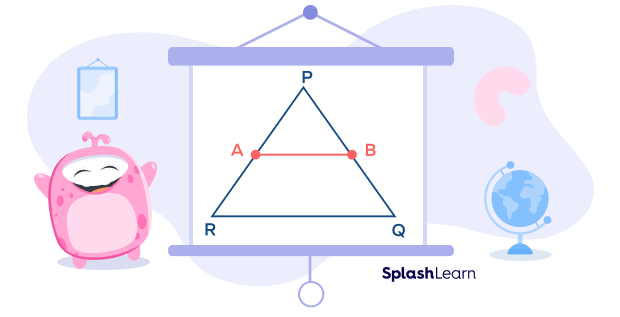 Midsegment AB of a triangle PQR