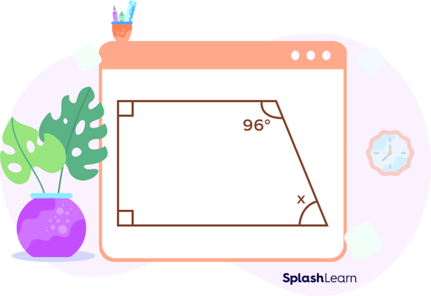 A 96 degree angle, and one missing interior angle