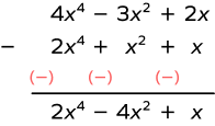 Vertical subtraction of polynomials using the standard form